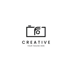 Minimalist logo letter F with camera for your brand