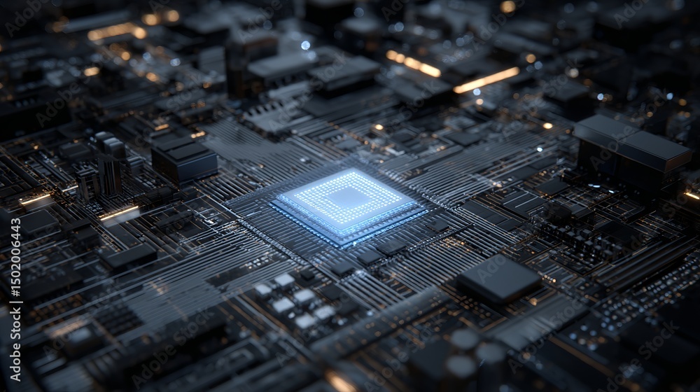 Poster abstract technology background futuristic circuit board digital microchip electronic hardware modern