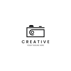 Minimalist logo letter C with camera for your brand