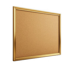 Fototapeta premium Cork board with golden frame isolated on transparent background