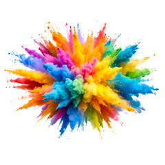 Fototapeta premium Untitled design - Abstract Rainbow Color Dust Explosion with Fine Particles, Transparent PNG.And transparent the background.