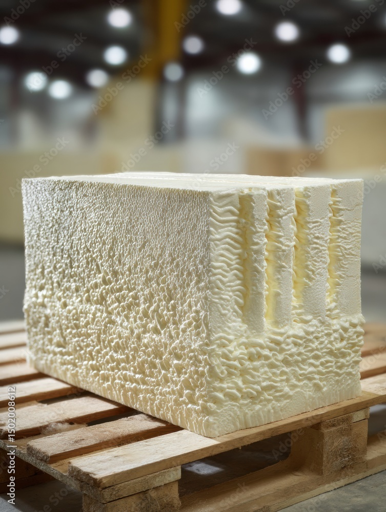 Aufkleber display of polyurethane spray foam kit showcasing texture and material quality in a warehouse enviro