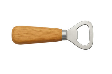 Classic bottle opener with wooden handle, isolated on transparent background, ready for easy integration into designs