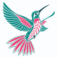 Obraz premium vector logo of a flying hummingbird clean lines