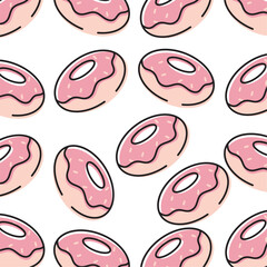 Pink donut repeat design. Vector