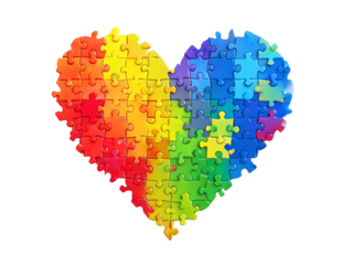 Colorful heart shape puzzle of the autism awareness on png