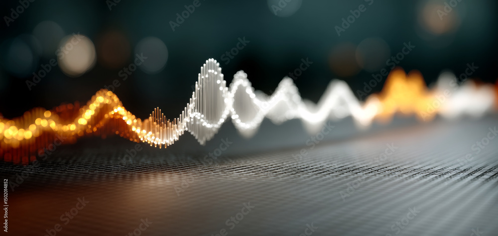 Poster dynamic sound wave visuals. colorful sound waves appear in a creative display, showcasing audio freq