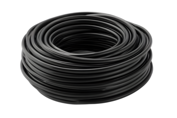 Coiled Cable A Neatly Wound Black Wire Ideal for Electrical Plumbing and Industrial Applicat