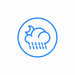 night moon weather cloud meteorology rainy forecast raindrops heavy rain icon sign vector