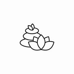 stacked stones and lotus flower icon sign vector
