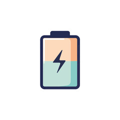 Obraz premium Illustration of a battery icon symbolizing low charge with split color design, against a clean white background, digital design concept of technology or electronics