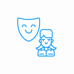 woman with mask theatre worker icon sign vector
