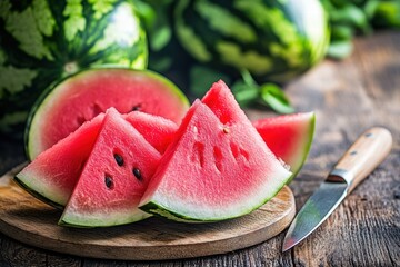 Fruit display with fresh watermelon slices