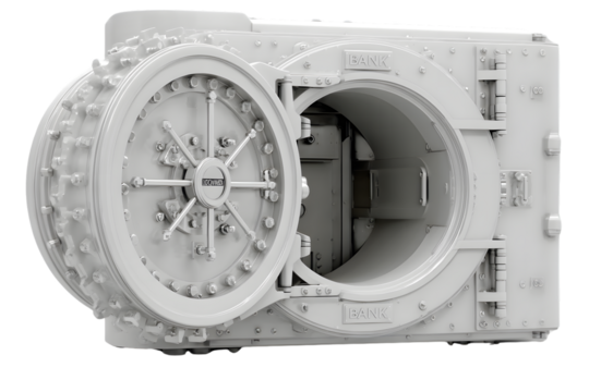 Open Vault Door Security Banking Safe 3D Render Industrial Metal Protection