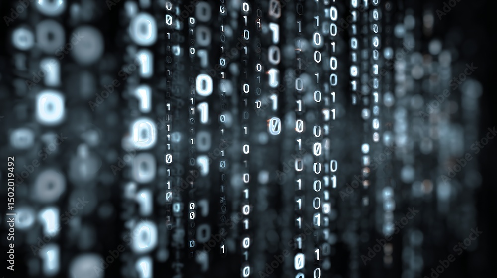 Poster abstract digital binary code background technology data stream network modern futuristic blue grey g