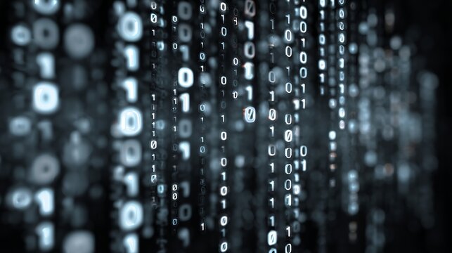 Abstract Digital Binary Code Background Technology Data Stream Network Modern Futuristic Blue Grey Glowing Numbers Digital Art Cybersecurity Innovation Technology Background High