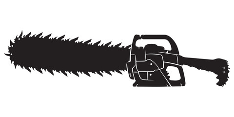 Chainsaw vector silhouette illustration isolated on white background, Chainsaw Machine Silhouette