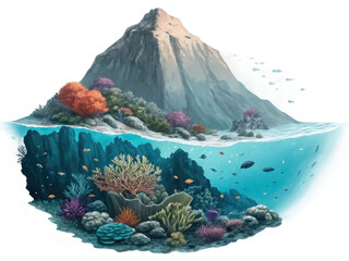 Underwater mountain png ocean ridge illustration png marine terrain png seabed elevation png underwater geology image png deep sea feature png transparent background image