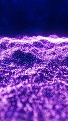 A mesmerizing field of tiny glowing purple particles forming a wave-like structure, representing energy flow and futuristic aesthetics