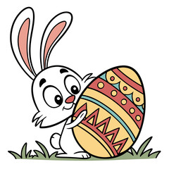 A Joyful Easter Bunny with a Beautifully Decorated Egg
