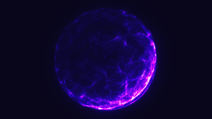 Glowing purple energy sphere with dynamic surface texture against a dark background