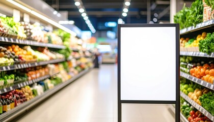 Blank Price Board in Supermarket Store