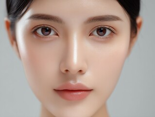 Fototapeta premium Close up portrait shows beautiful asian woman's perfect skin