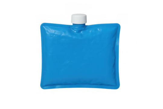 Soothing blue ice pack providing cold therapy for pain relief, isolated on a transparent background