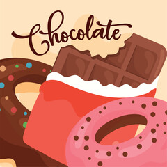 Donuts and choco bar. Vector