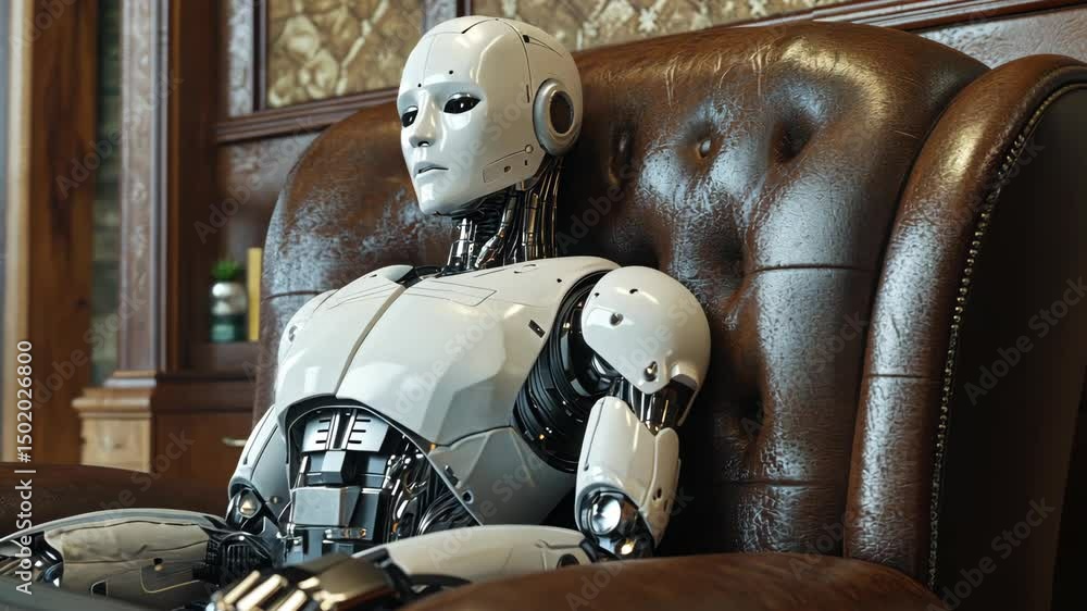 Poster this is a high-resolution of a robot designed to mimic human posture and behavior. it depicts the cu