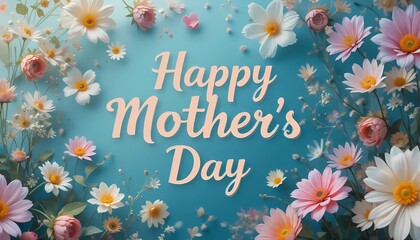 Flowers background with the inscription "Happy Mothers Day".