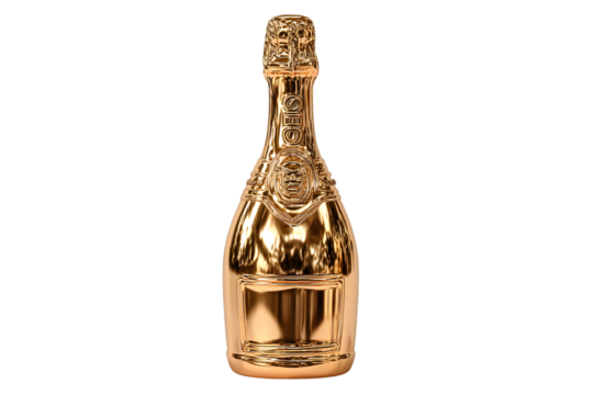 Golden Luxury Bottle with Elegant Design on Black Background