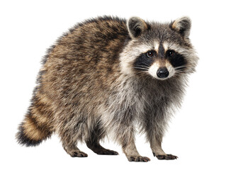 Fototapeta premium Full-body raccoon standing slightly on png