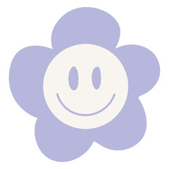 Purple flower with a smiley face on it