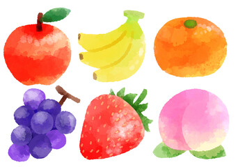 果物のアイコン　 イラスト　手描き　水彩風