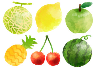 果物のアイコン　 イラスト　手描き　水彩風