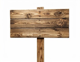 Old Wooden Sign Isolated on White Background – Rustic Vintage Board