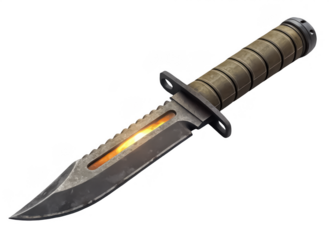 War combat knife with firestarter PNG survival knife kit PNG tactical blade with spark tool PNG military field gear PNG bushcraft knife PNG transparent background image