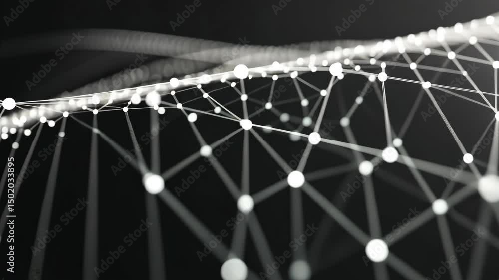 Aufkleber a black and white of a network of lines and dots. the lines are connected to each other and the dots
