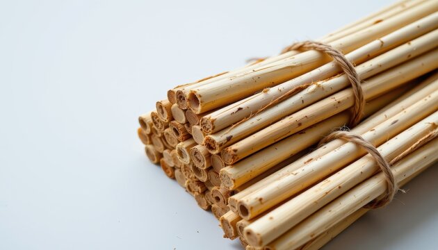 Bundled Sticks Tied with Twine on a Light Background