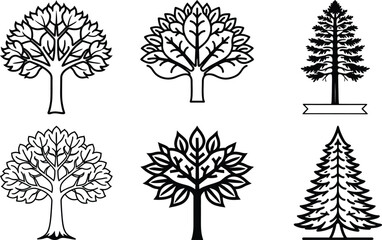 set of trees vector design