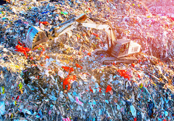 Landfill with Construction waste and Demolition waste (CDW). Trash disposal for recycling and...