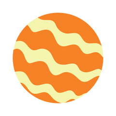 Orange planet with yellow waves. Vector