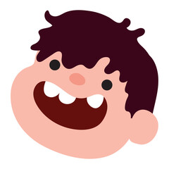 Smiling dark-haired cartoon boy. Vector