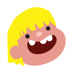 Blonde smiling cartoon girl. Vector