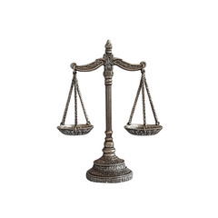 Ornate Silver Scales of Justice on Transparent Background