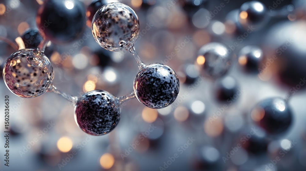 Aufkleber abstract molecular structure shiny spheres elegant design science technology 3d render digital art f