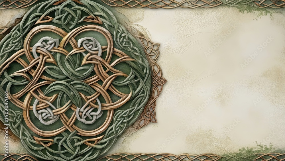 Poster Celtic Design Frame With Intricate Patterns and Earthy Tones for Creative Use