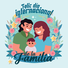 Happy family with baby. Vector