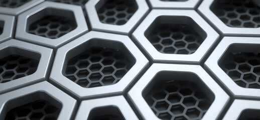 Silver Hexagonal Honeycomb Pattern - Metallic Abstract Background